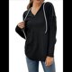thumbnail image 2 of Sudadera con Capucha y Cordón para Mujer, Suéter Holgado de Larga, Talla Grande Negro S, 2 of 9