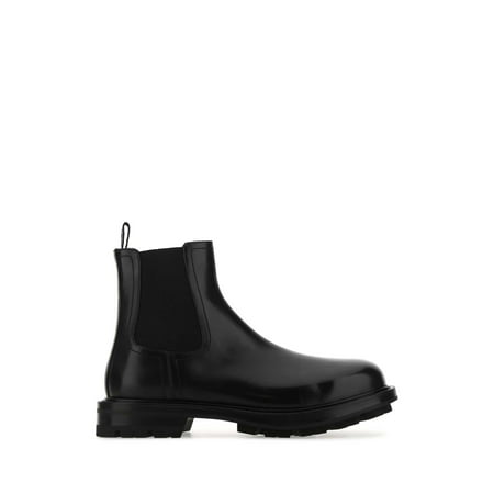 

ALEXANDER MCQUEEN MAN Black Leather Ankle Boots