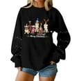 thumbnail image 2 of Craaazy Women's Funny Christmas Printed Long Sleeved Shirt Round Neck Christmas Sweatshirt Gifts, 2 of 5