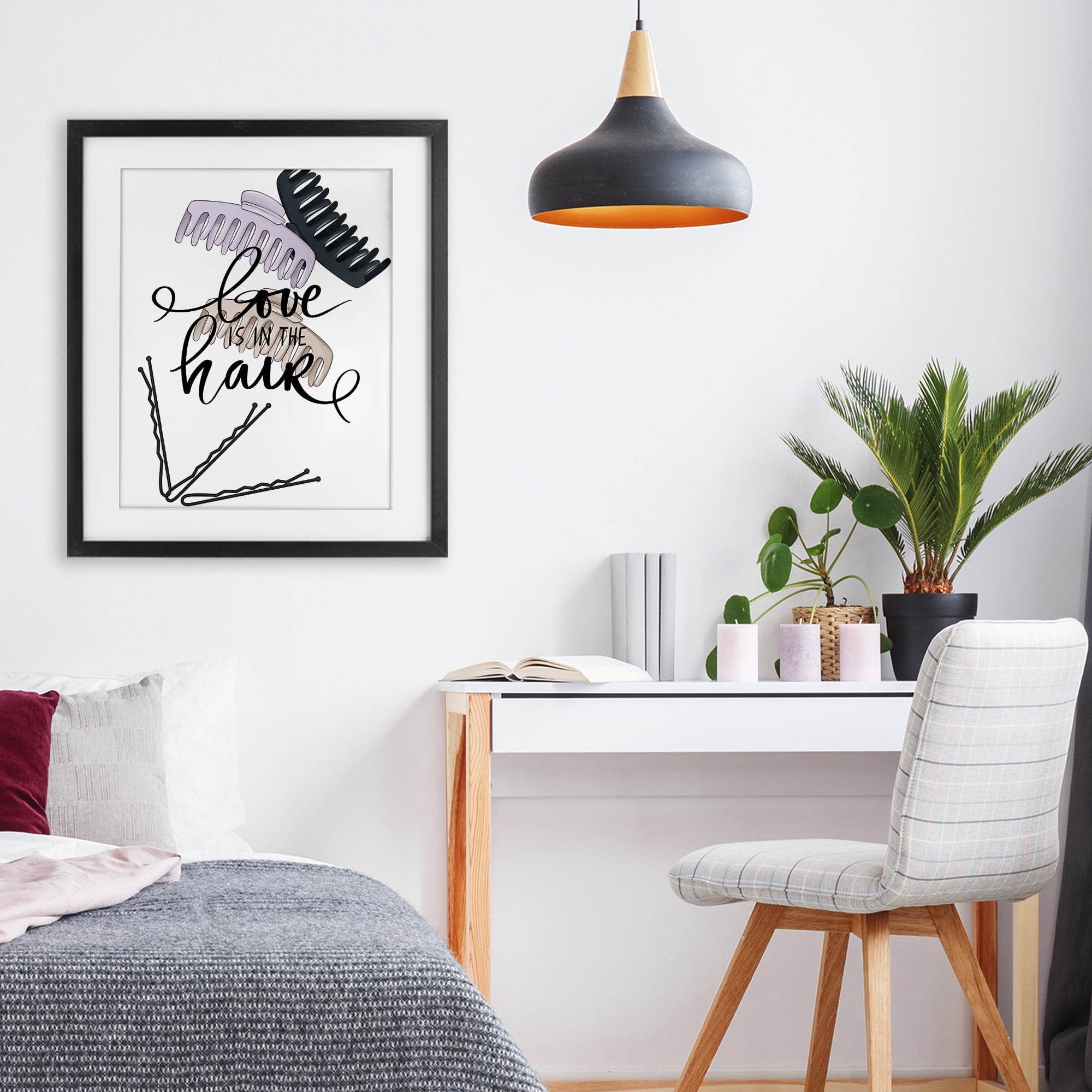 Stupell Industries Love Is In The Hair Black Framed Print Under Glass, design by Jesse Keith
