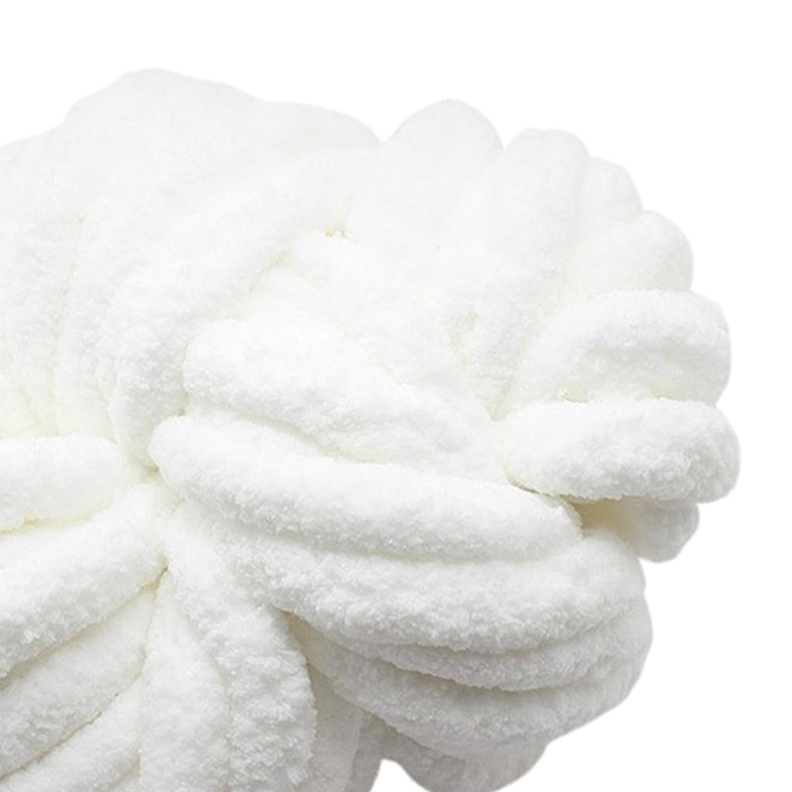 Abbraccia Chunky Chenille Yarn for Crocheting, Bulky Thick Yarn for Knitting,Super Bulky Chunky Yarn for Hand Knitting Blanket Pure White
