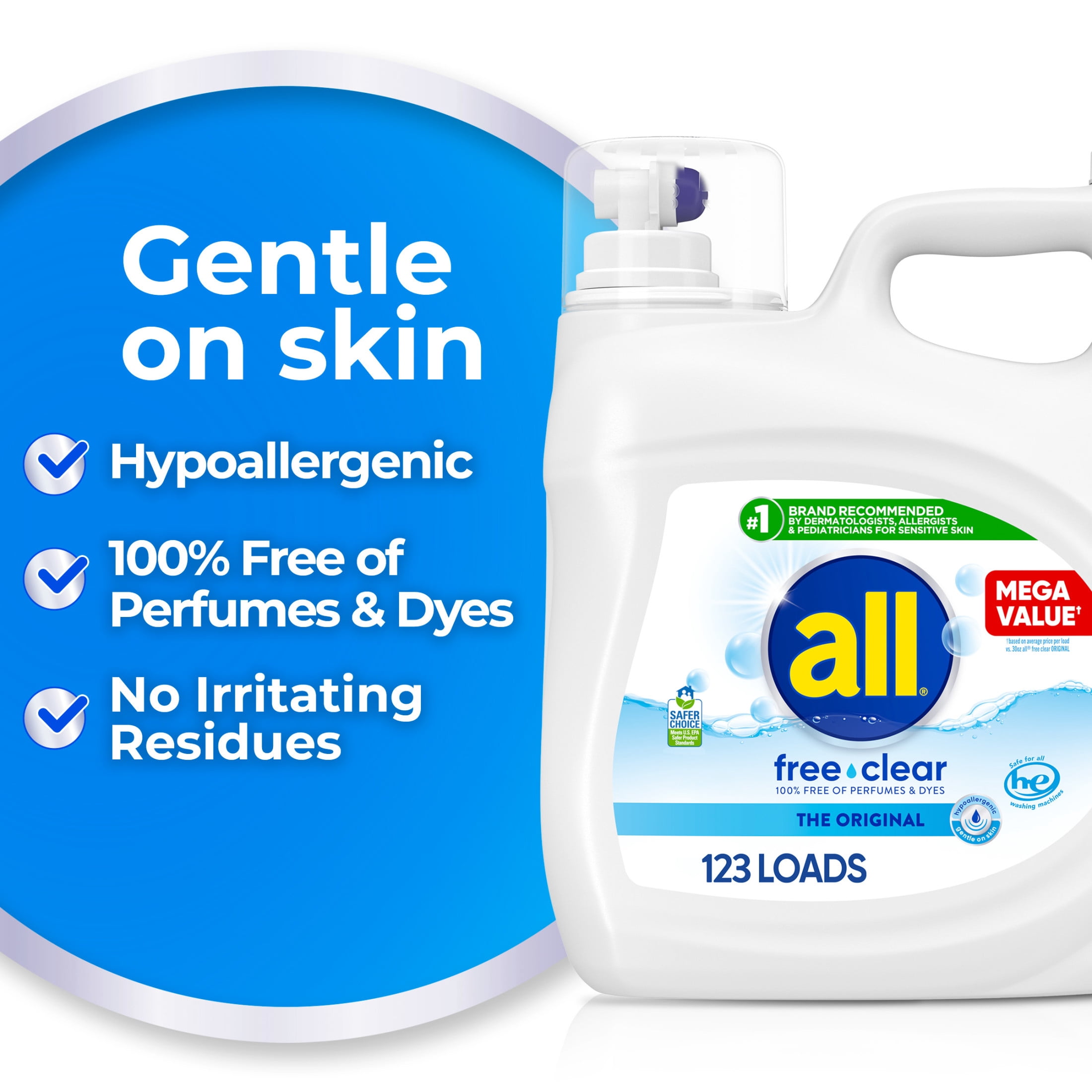 all Free Clear Liquid Laundry Detergent, 154 oz, 123 Loads