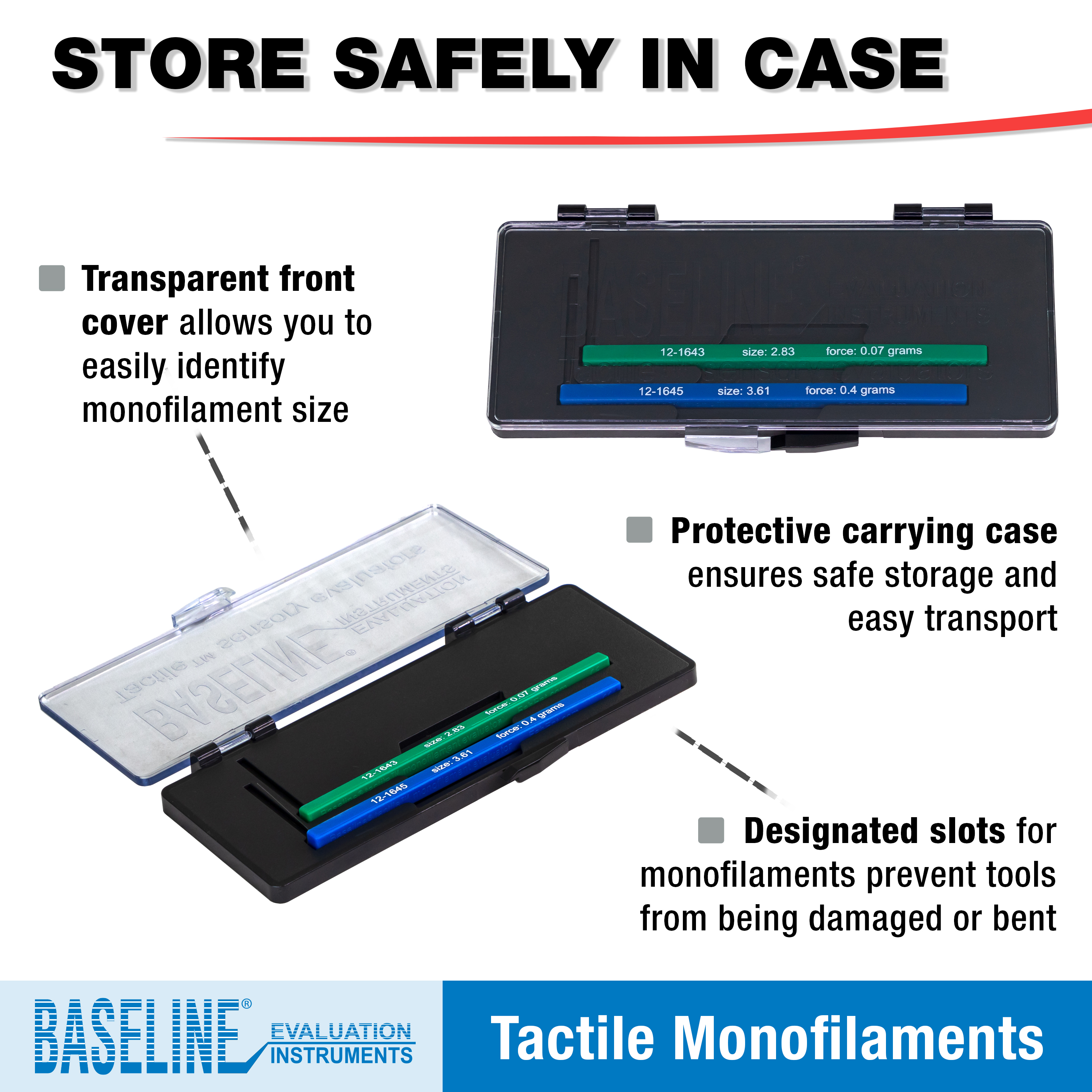 Baseline 12-1660 Tactile Monofilament, 2-piece Set, Normal, 2.83, 3.61 gram