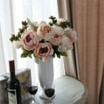 thumbnail image 6 of Artificial Silk Peony Flowers 1 Bouquet for Home Wedding Decoration（Brown ）, 6 of 8