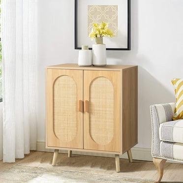 Buffet Sideboard Cabinets with Handmade Natural Oval Rattan Doors 1 ...