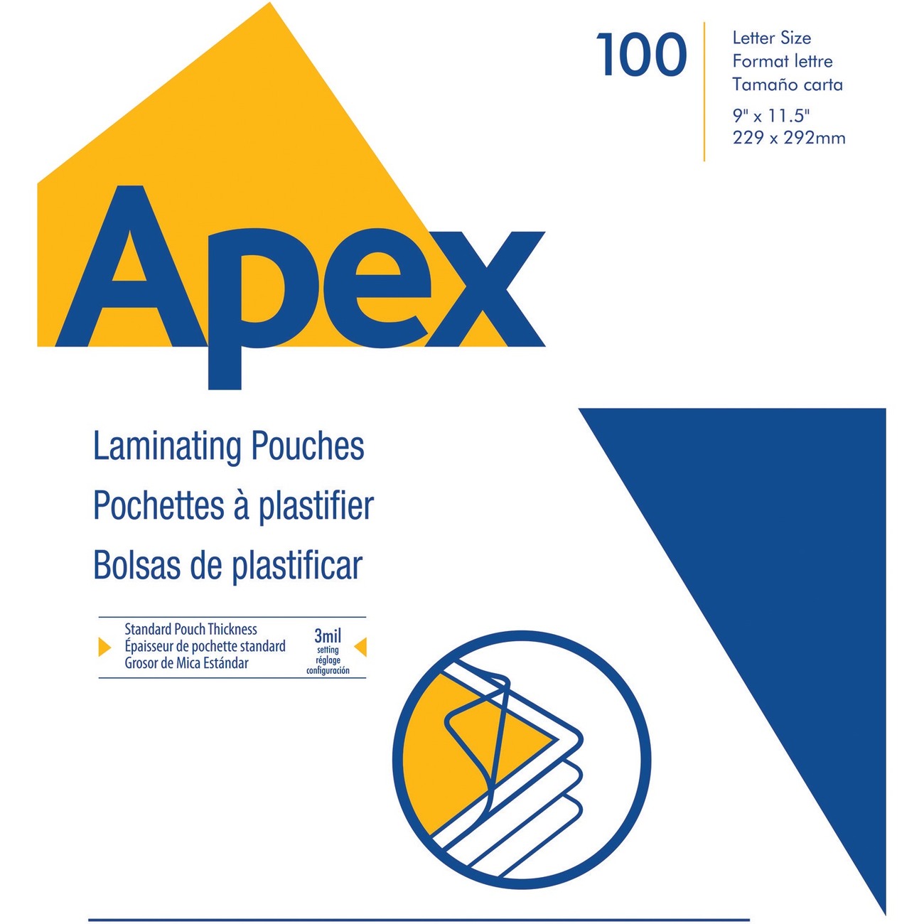 Apex Standard Laminating Pouches, Letter Size for 3mm Setting, 100 per Pack - image 3 of 7