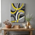 thumbnail image 3 of Canvas Wall Art, Yellow Geometric Framed Canvas Prints for Living Room Office, Gray Black Retro Abstract Stripes Lines Large Gallery Wrapped Wall Decor for Home Office, Gifts, 16"x24" Ship Next Day, 3 of 9