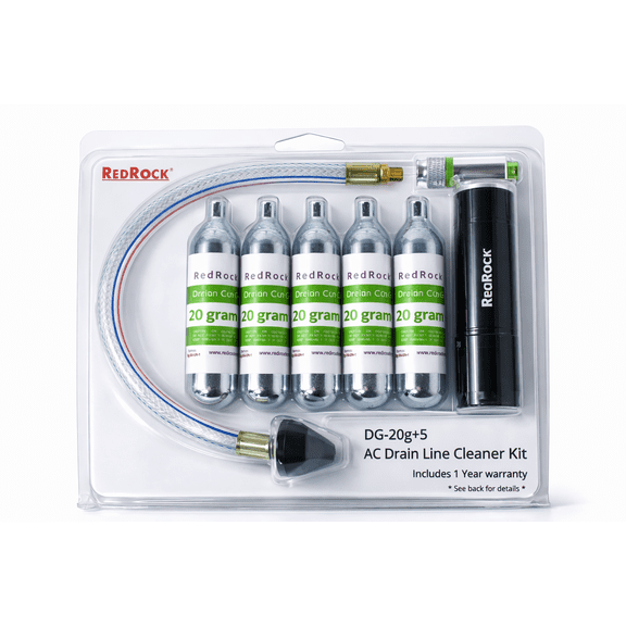 RedRock 20g HVAC Drain Line Cleaning – Reusable CO₂ HVAC Blaster Tool | with 5x 20g Cartridges | Fast, DIY Air Conditioner Tool