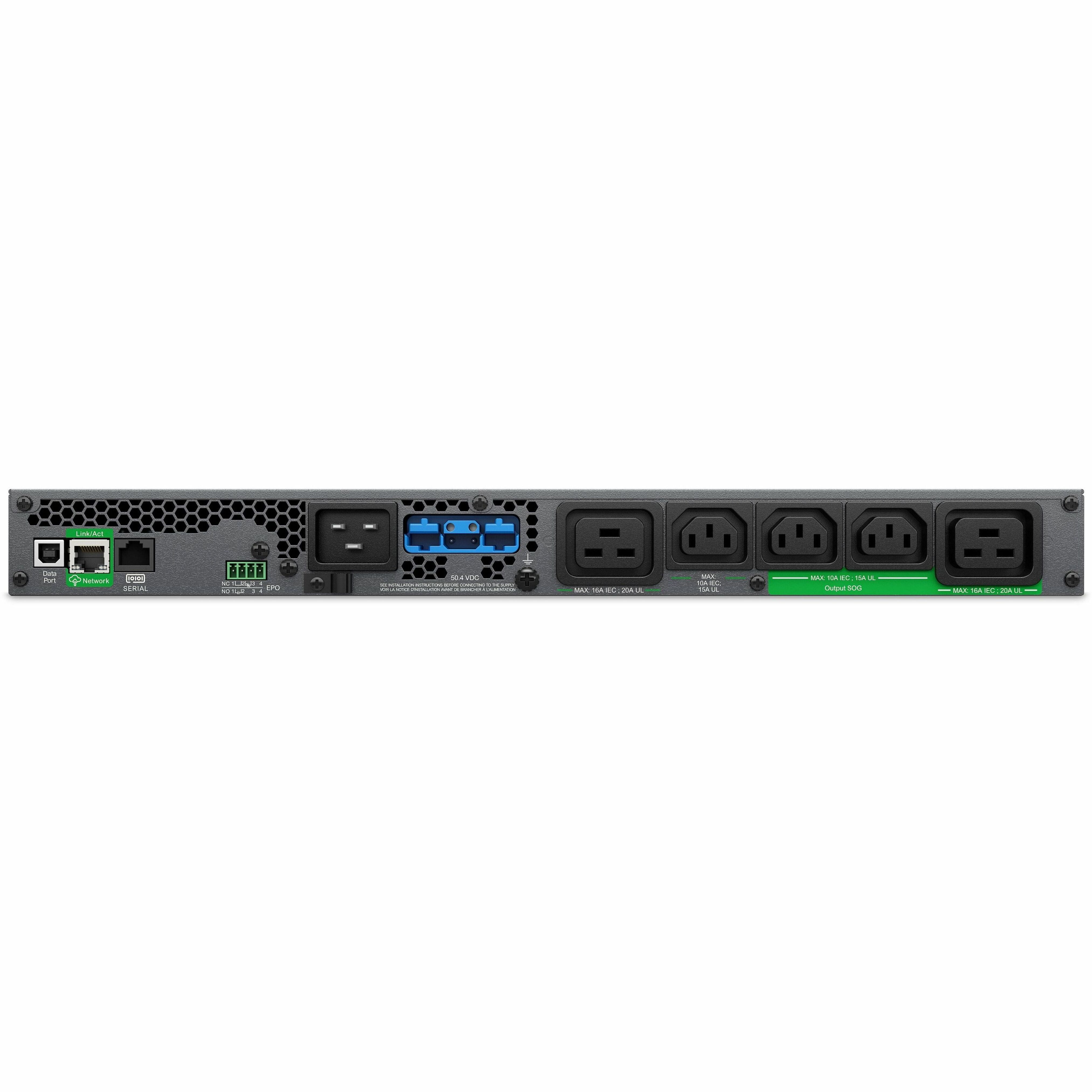 APC Smart-UPS Ultra On-Line, 3000VA, Lithium-ion, Rack/Tower 1U, 208/230V, 3x C13, 2x C19 IEC outlets, Network Card, Extended runtime, W/rail kit - 1U Rack-mountable - 1.50 Hour Recharge - 4.60 Min...