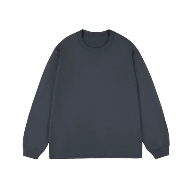 Blusas y camisas de manga larga con cuello redondo para hombre, informales, lisas, empalmadas, de manga larga, de alta elasticidad, que mantienen el calor, top de algodón para hombre