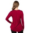 thumbnail image 3 of Women's Long Sleeve Choker Neck Keyhole Wrap Top, BURGUNDY, M, 3 of 5