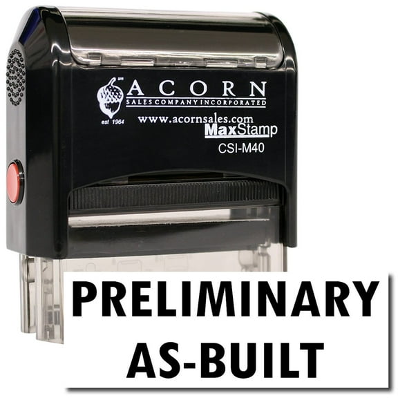 Large Self-Inking Preliminary As-Built Stamp with Burgundy Ink