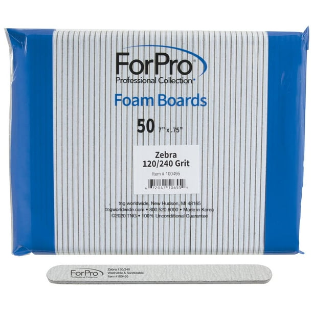 Lima de uñas ForPro Zebra Foam Board 120/240, 50 unidades