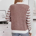 thumbnail image 5 of Ftwytp Sweaters for Women Clearance Fall Fashionable Striped Printing Contrasting Color Buttons Outwear Coats Knit Loose Fit Cardigan with Pockets, 5 of 7