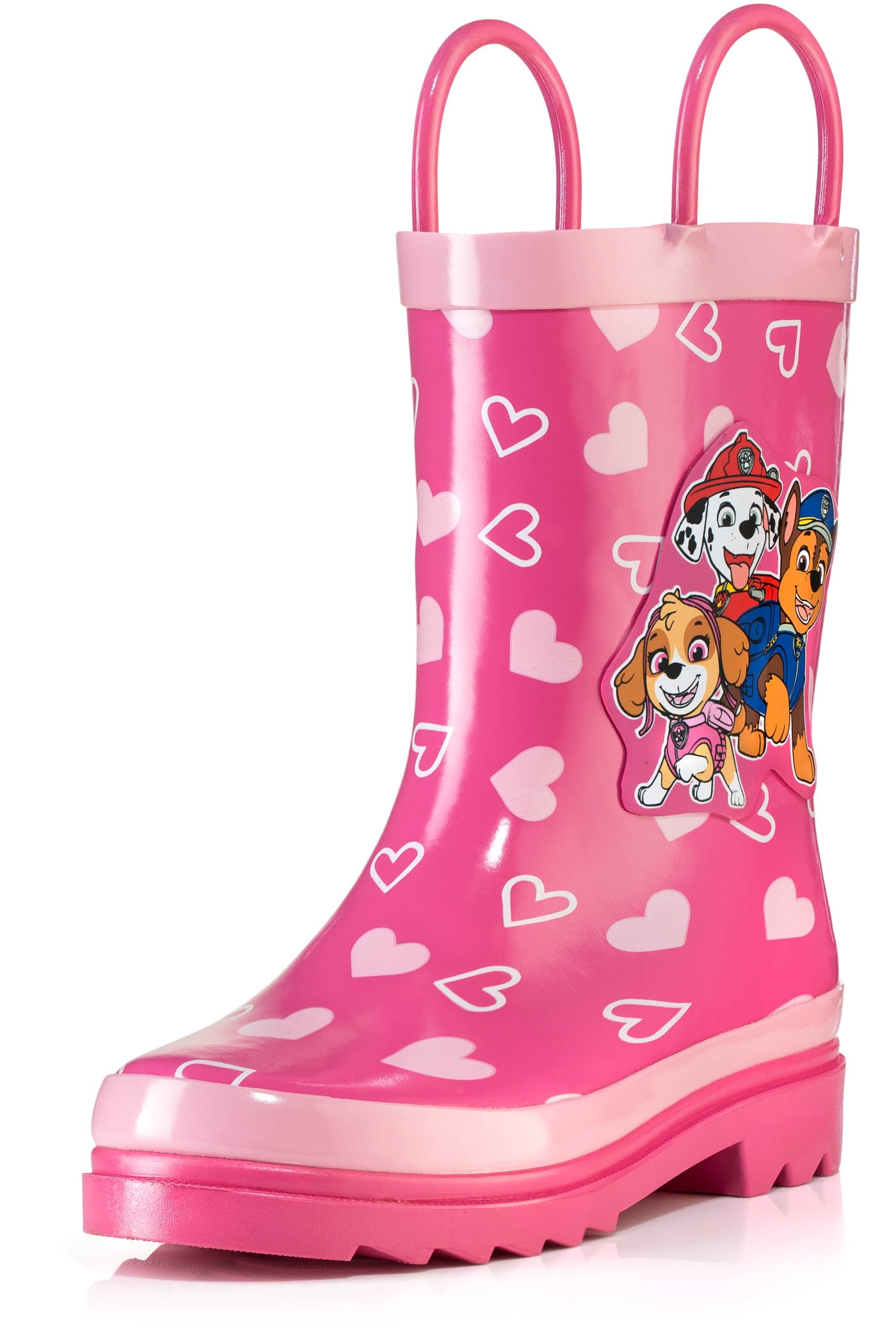 Girls Toddler Slip On Pink Purple Heart Striped Rainboots Rain Boots 5 6 7 9 NEW 