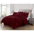 thumbnail image 1 of Sydney 7-Piece Pinch Pleat Pintuck Bedding Comforter Set (Queen, Burgundy), 1 of 5