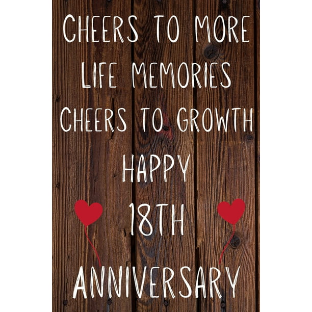 Cheers To More Life Memories Cheers To Growth Happy 18th Anniversary : Funny  18th Cheers to more life memoreis cheers to growth happy anniversary  Birthday Gift Journal / Notebook / Diary Quote (
