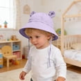 thumbnail image 6 of Jinhomg Toddler Bear Ear Bucket Hat Cute Cotton Breathable Baby Sun Hat with Chin Strap and UPF Protection Outdoor Summer Hats 1-3Y,Purple, 6 of 7