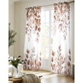 thumbnail image 5 of Eucalyptus Leaves Sheer Curtains 84 Inch Length 2 Panels Set for Living Room/Bedroom, Grey Pink Summer Botanical Watercolor Weeping Kitchen Curtains Grommet Curtains Window Treatments 42"x84"x2, 5 of 7