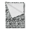 thumbnail image 2 of Floral Soft Flannel Fleece Throw Blanket, Greyscale Composition with Vintage Design Inspirations Nostalgic, Cozy Plush for Indoor and Outdoor Use, 50" x 70", Charcoal Grey Pale Grey, by Ambesonne, 2 of 5