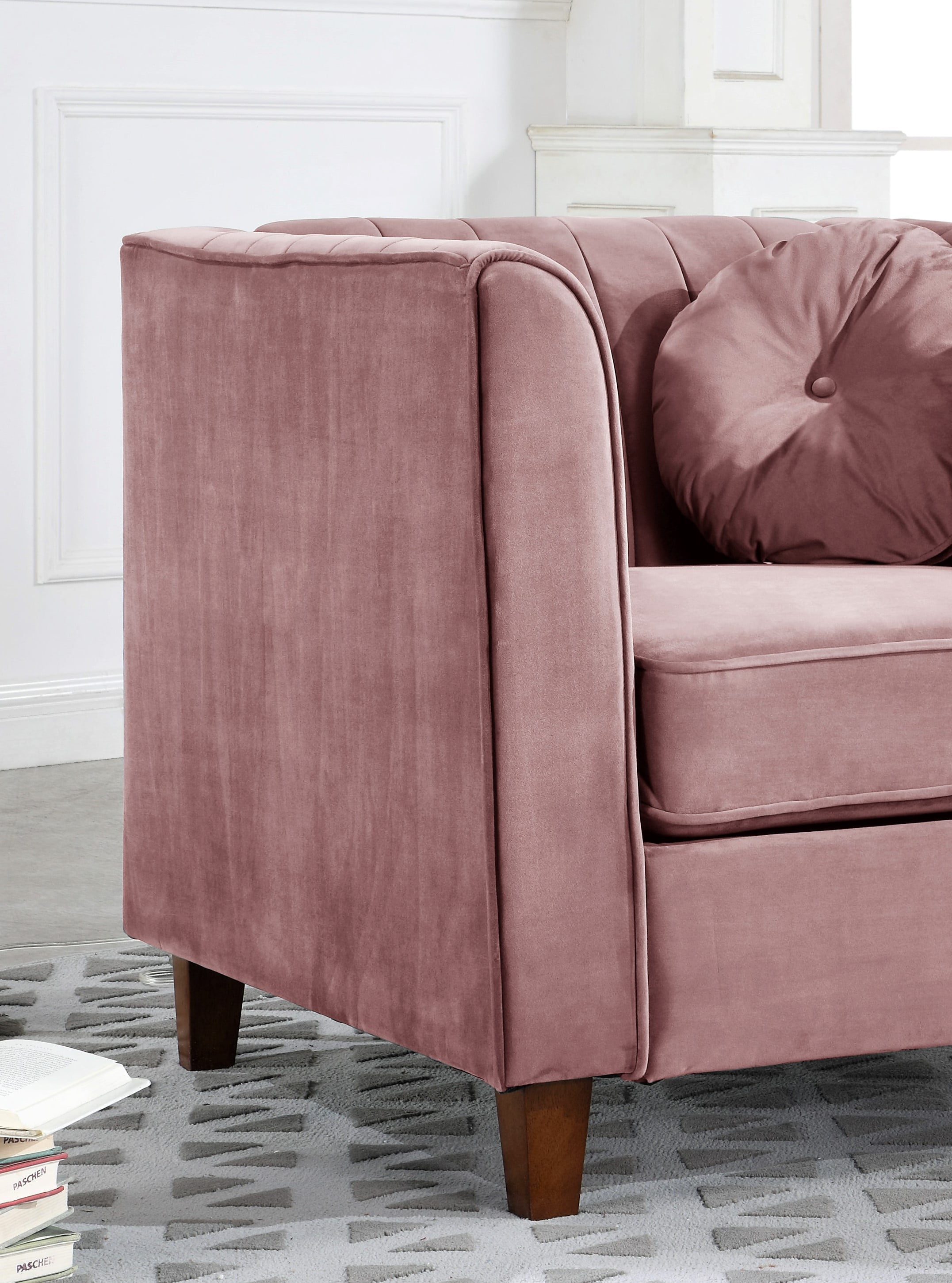 Uspridefurniture Berton Velvet Sofa, Rose Velvet