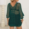 thumbnail image 7 of Tqyyweavej Womens Crochet Bathing Suits Coverups 3/4 Length Sleeve Solid Color Swimsuit Cover Up Loose Free Size Cover Ups for Swimwear Women, 7 of 7