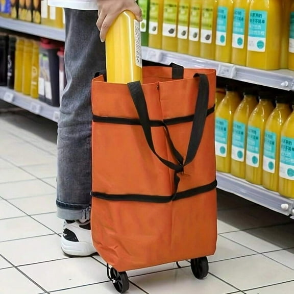 1PC Foldable Reusable Shopping Cart With Wheels & Trolley Bags – Large Capacity Grocery Bags