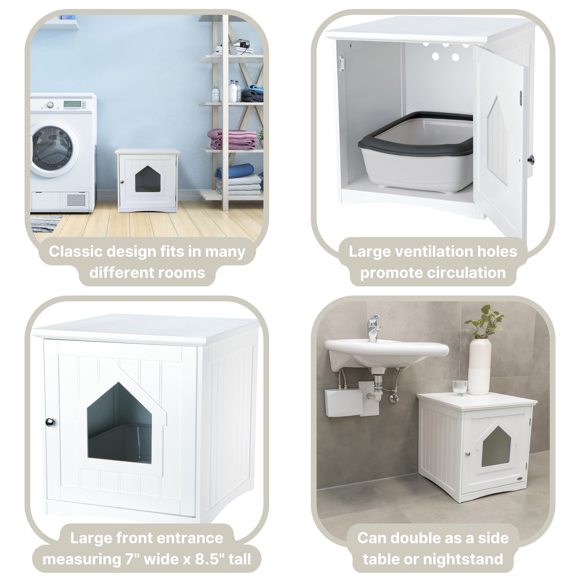 TRIXIE Small Cat Litter Box Enclosure Hidden Litter Indoor Cat Furniture Pet Home Side Table White