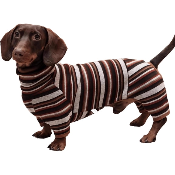 UOSIA Dachshund Shirt Onesie Clothes Spring Thin Classic Stripes 4 Legs Jumpsuit Lightweight Pet T-Shirt Pajamas for Mini Dachshunds