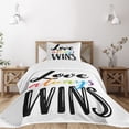 thumbnail image 3 of Ambesonne Pride Quilted Bedspread Set 2 Pcs, Love Always Wins Phrase, Twin Size, Multicolor, 3 of 6