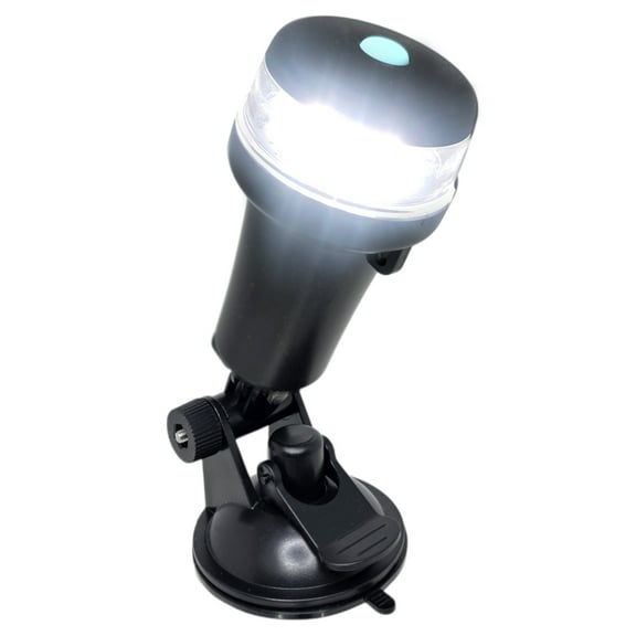 Pactrade Marine Navigation Lights for Boats LED - White Battery Powered Nav Lights for Boats - Suction Mount, Swivel Base, 2-Mode Operation - 1NM Waterproof