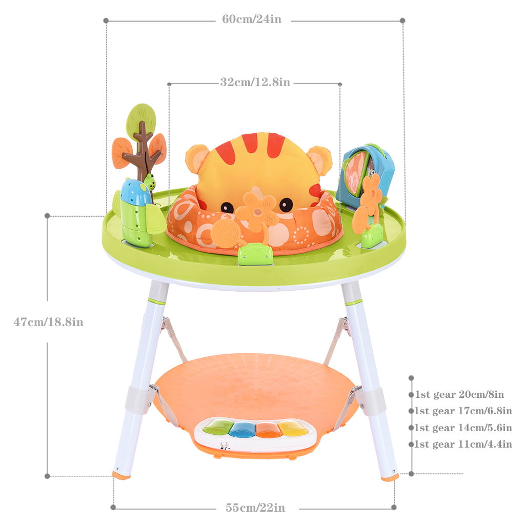 360-degree Rotating Seat 3-Stage Childrens Fun Activity Center Workbench Bounce Baby Saucer Jump and Learn Jumper 3 in 1 Baby Jump Rocking Chair Great for 4-36 Months Toddler 