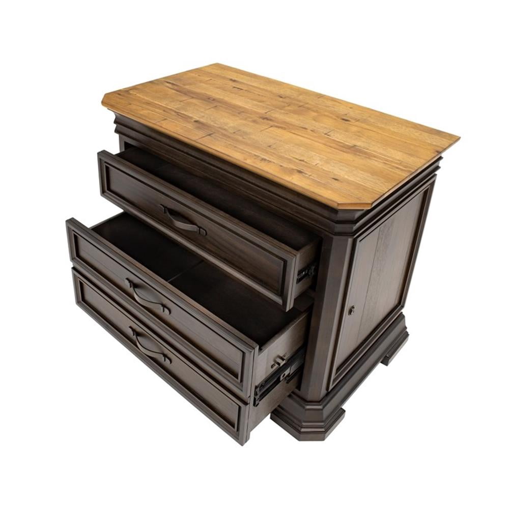 Bowery Hill Wood Brown Filing Cabinet Rectangular Solid Wood Plank Top 36"W x 3"H x 22"D Assembled