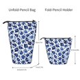 thumbnail image 2 of Lsque Blue Ink Flowers Pattern Telescopic Pencil Bag Pen Holder Stationery Case, Stand-up Retractable Transformer Bag Organizer, 2 of 6