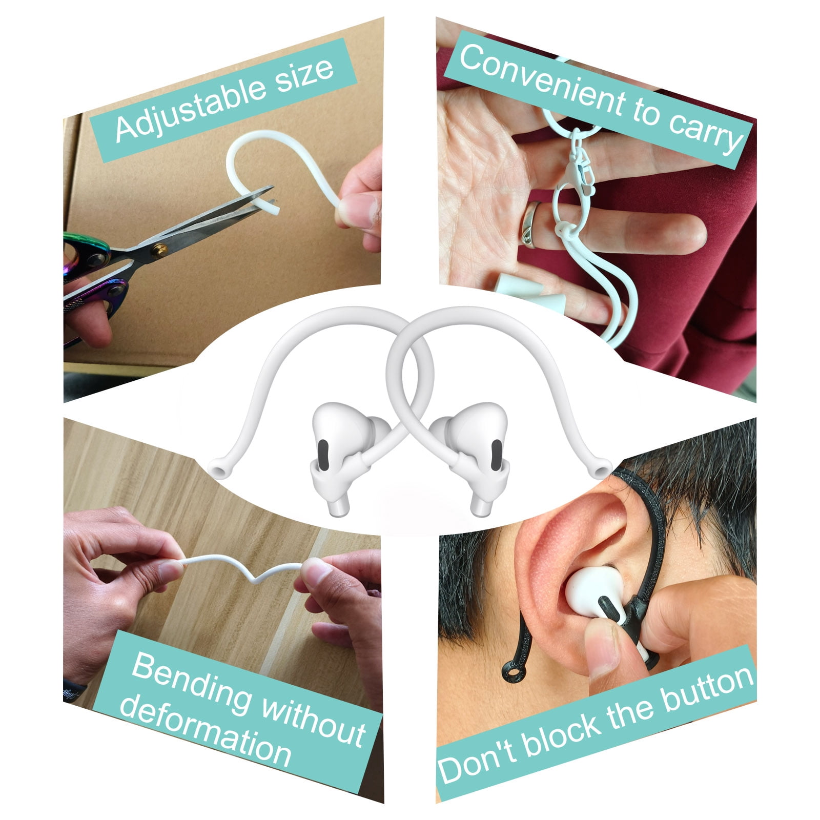Adjustable Ear Hooks Compatible with AirPods 4, 3, 1, 2 and Pro & All in-Ear Headphones with Stems - 2 Pairs Secure & Comfortable Prevent Falls Ear Holders for Headphones - Easy to Install-CHKYWAIY thumbnail 10