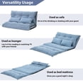thumbnail image 5 of Soft Fabric Futon Sofa Bed for Living Room, Adjustable Floor Sofa Chair Lounge Mattress Lazy Man Couch with 2 Pillows for Bedroom, Blue, 5 of 7