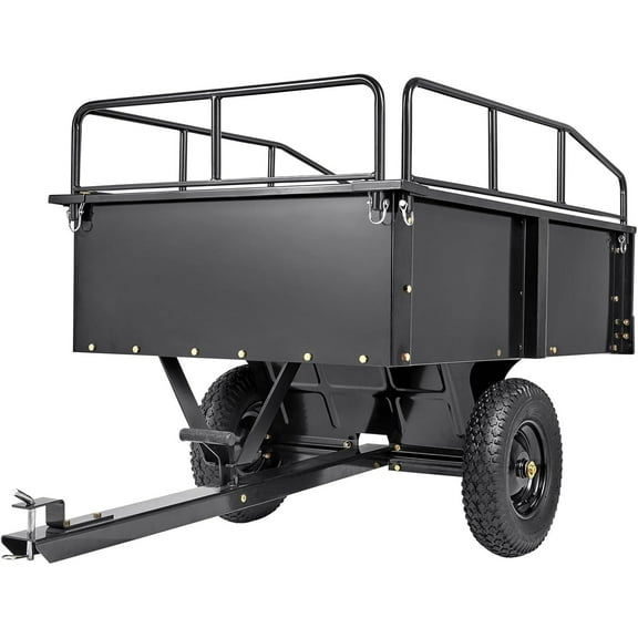 Tuekys Heavy Duty ATV Trailer Steel Dump Cart,900 Pound 15 Cubic Feet, Garden Utility Trailer with Removable Sides for Riding Lawn Mower Tractor