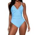 thumbnail image 1 of Ensembles de Bikini pour Femmes, Maillot de Bain Bikini Uni avec Bretelles Réglables et Ouverture, 1 of 5