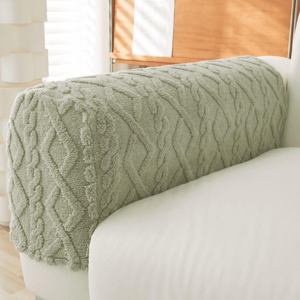 2pcs Couch Arm Covers Arm Chair Covers Stretch Sofa Armrest Protectors with Non-Slip Grip, Machine Washable Plush for Recliner Loveseat Sectional Green