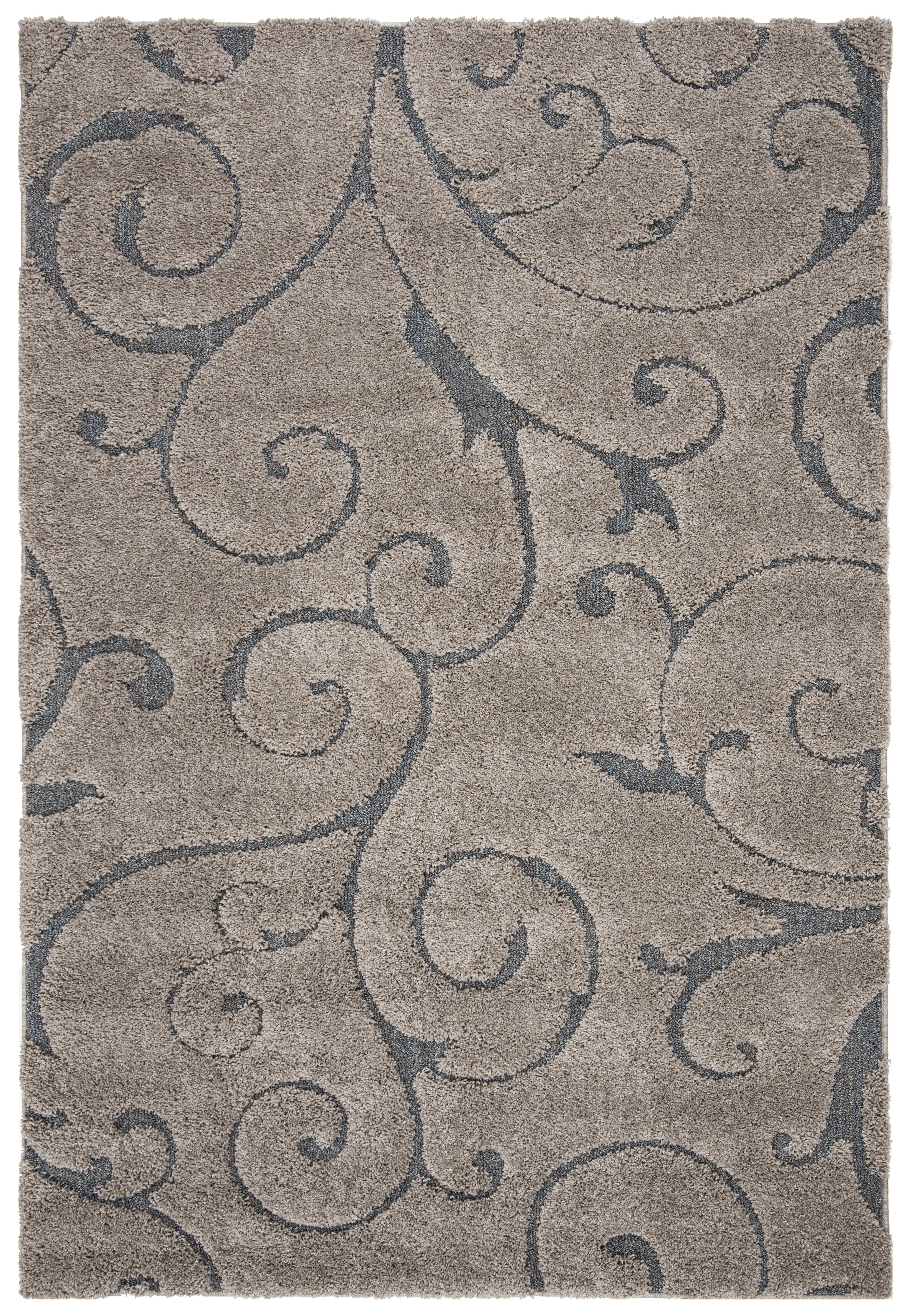 Safavieh Florida Doug Floral Vines Geometric Shag Area Rug, Gray/Light Blue, 6' x 8'