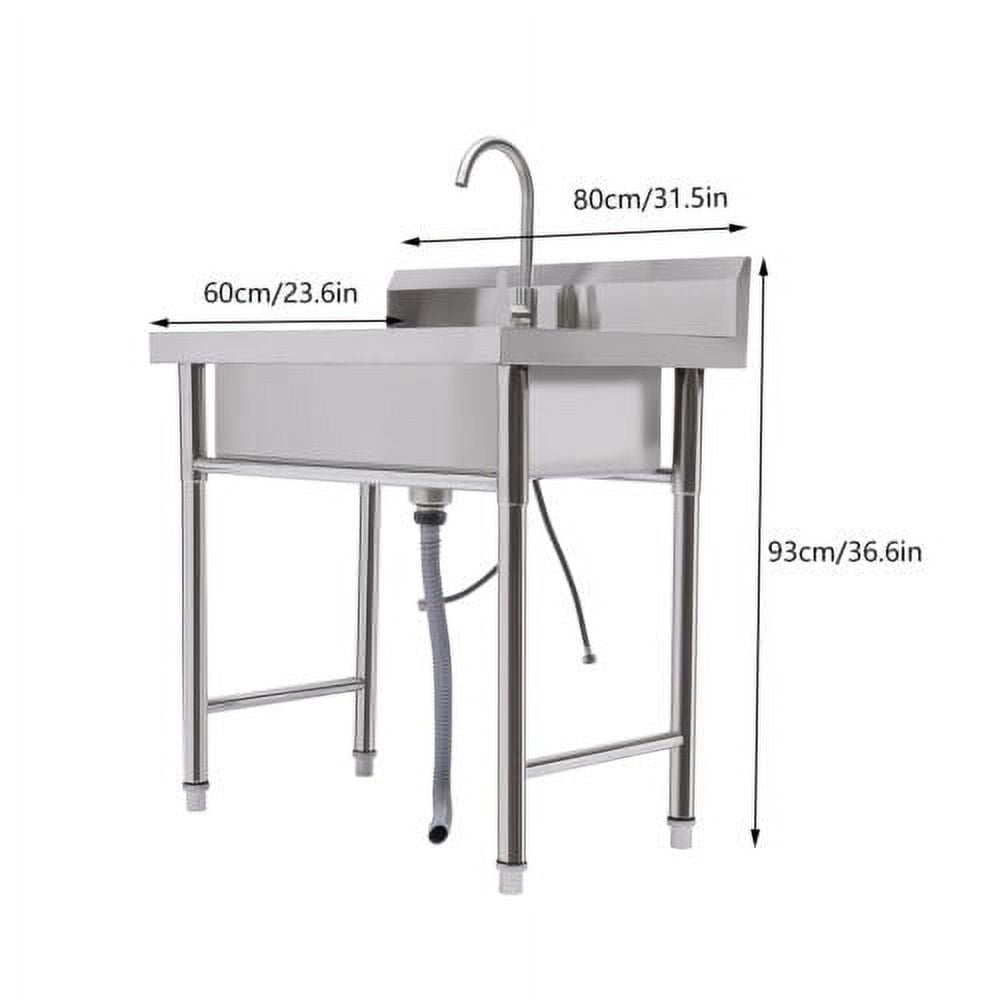 Commercial Utility Prep Sink Stainless Steel 1 Compartment w/Basins Backsplash