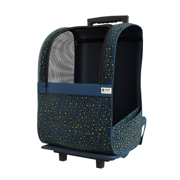 Topiky Cat Dog Carrier With Wheels, Rolling Pet Carrier, Pet Travel Carrier On Wheels With Handle Transparent Breathable Labor Saving Silent Moving For Bathing Doctor Visits