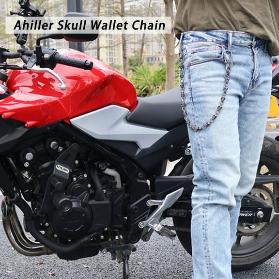 Ahiller Skull-Shaped Keychain, Trendy Fashion Jeans Chain—Double-Lock Clasp Design. Stainless Steel Material, Durable and Long-Lasting. Christmas Gift