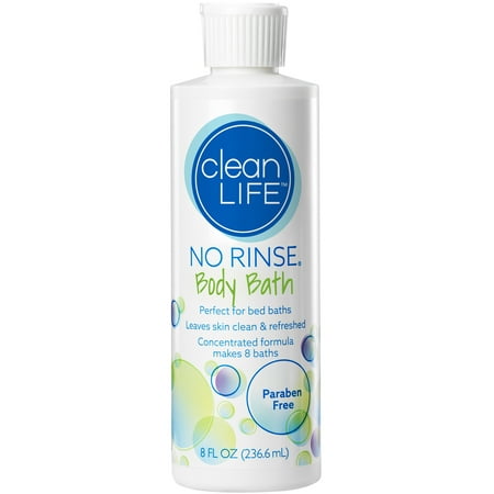 CleanLife No Rinse Rinse-Free Body Wash Bottle , Alcohol free, Lightly Scented, Unisex, 8 fl. oz., 1 Each