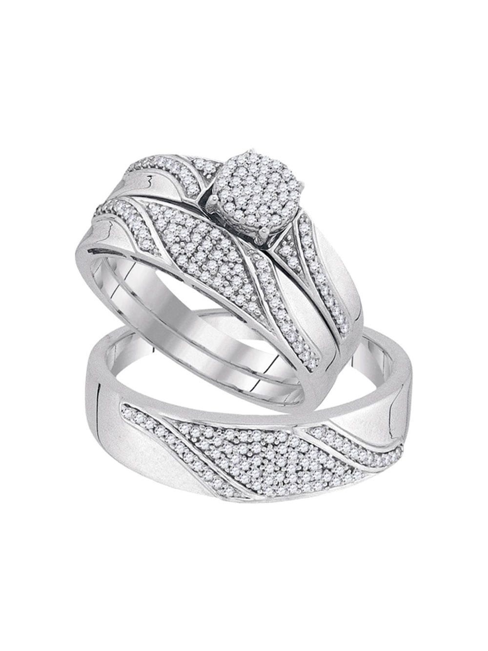 Details about   Engagement Wedding Bridal Ring Band In Round Diamond in 14k White Gold Finish 