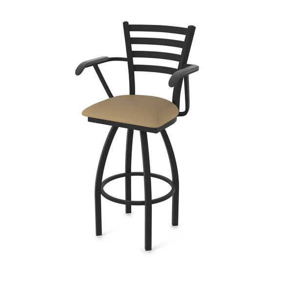 415 Jackie with Arms 25" Swivel Counter Stool with Black Wrinkle Finish and Canter Sand Seat