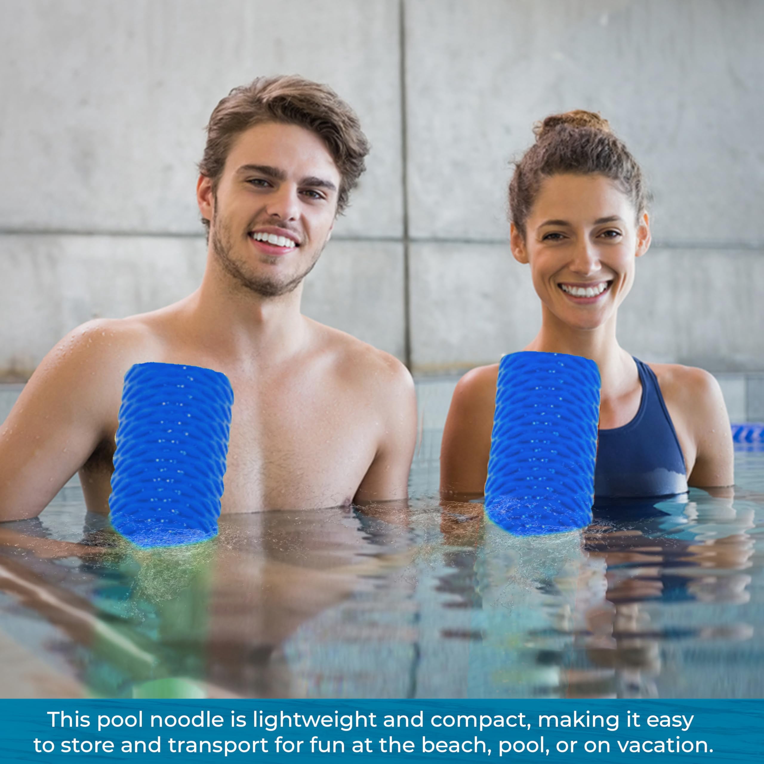 VOS Mega Noodle Premium Foam Pool Noodles for Swimming & Floating – 4 Pack | Outdoor Water Float/Lake Float for Adults – Hurricane Blue