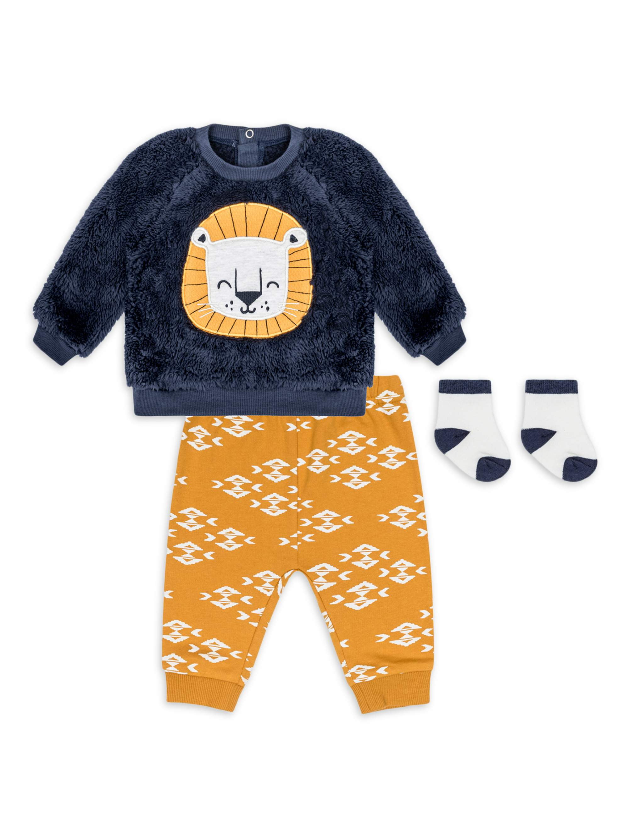 PL Baby by Petit Lem Baby Boy Long Sleeve Shirt, Pant and Socks Outfit