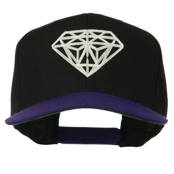 Diamond Outline Embroidered Two Tone Cap - Black Purple OSFM