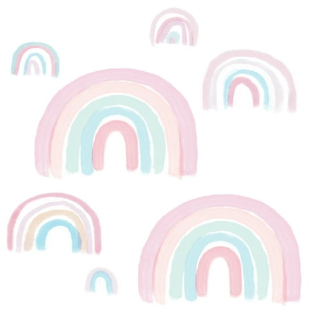 UPC: 0084122011083 | Lambs & Ivy Watercolor Pastel Rainbow Nursery/Kids Wall Decals – Pink/Mint